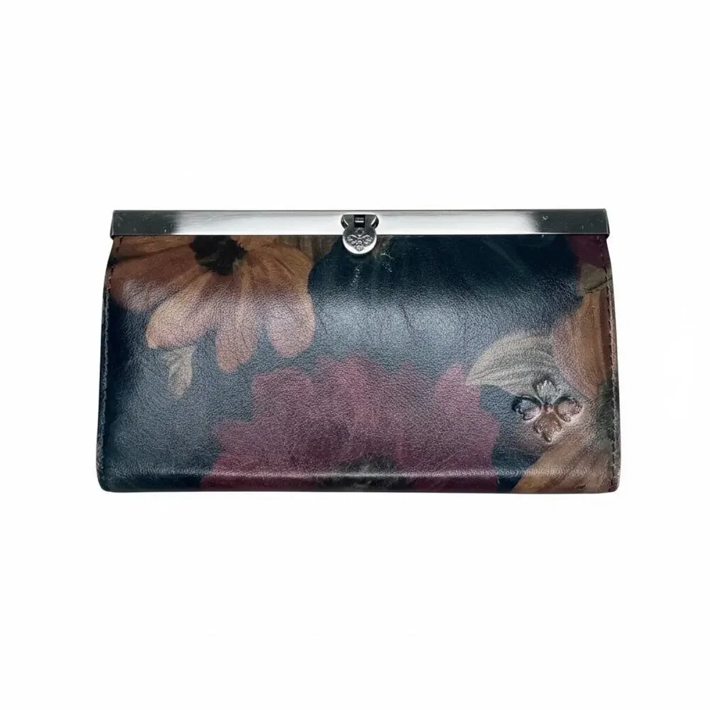 Patricia Nash Floral Peruvian Moody Dark Leather Clutch Wallet
